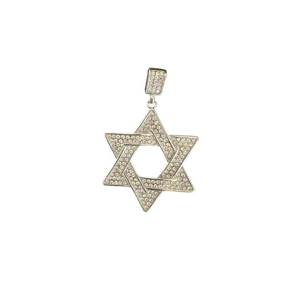 UNKNOWN Jewelry - STAR OF DAVID SILVER PLATED AND CRYSTAL LARGE CHARM PENDANT